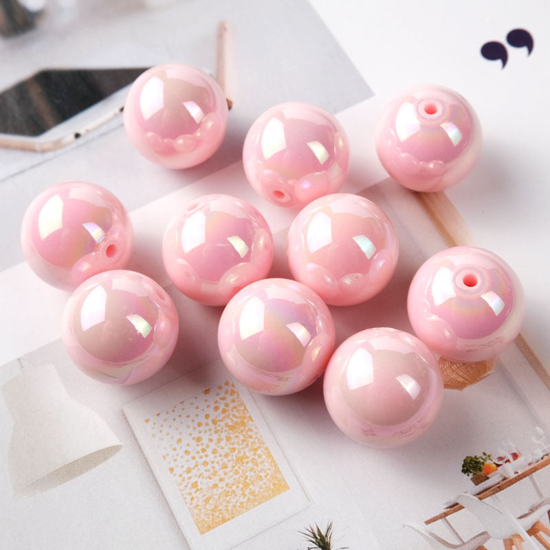 Wholesale 100PCS/PACK Colorful Straight Hole Colorful Plated ab Acrylic Round Beads